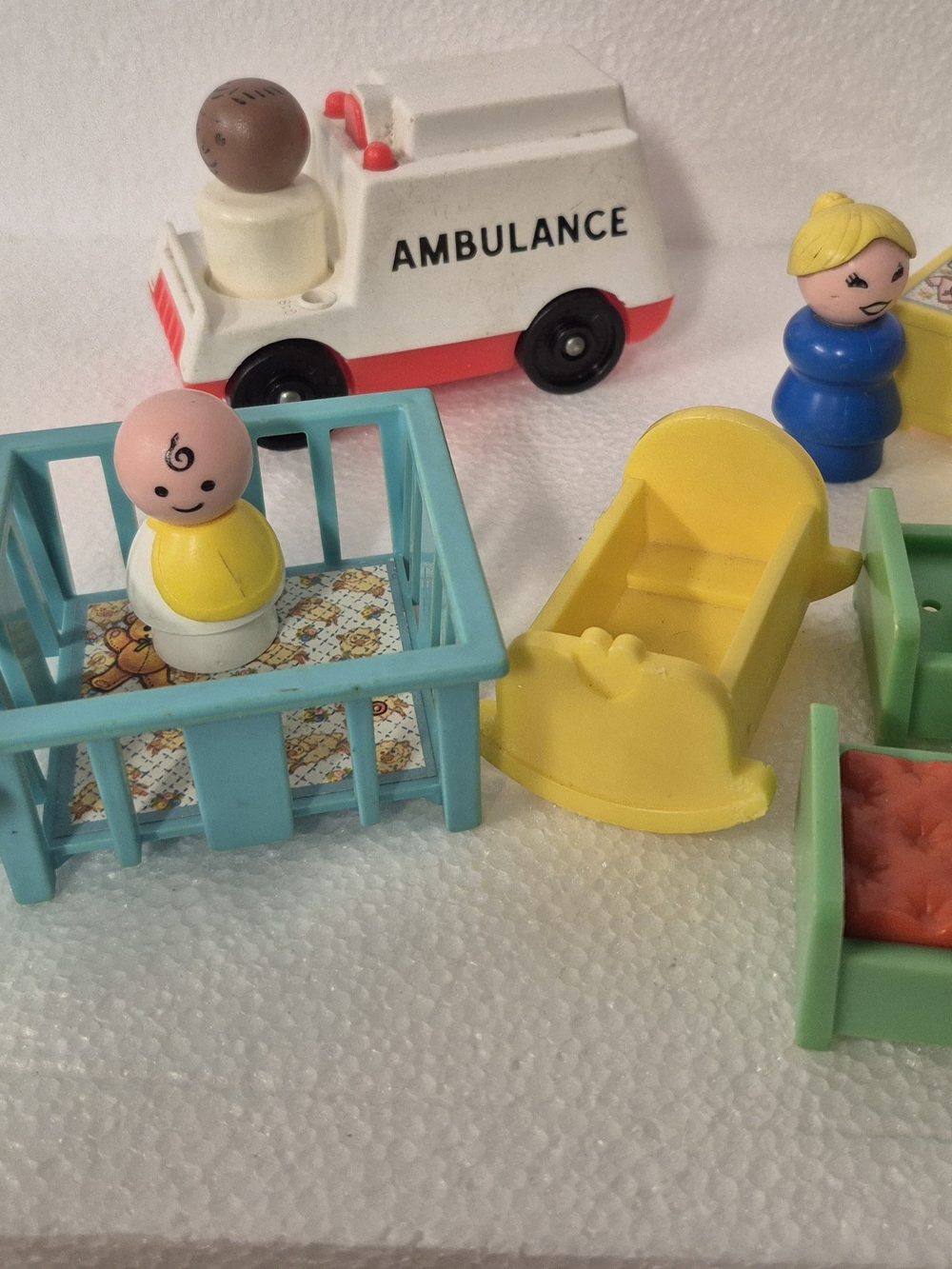 VintageFisher-Price Little People Hospital Playset Accessories - Yellow, Blue,